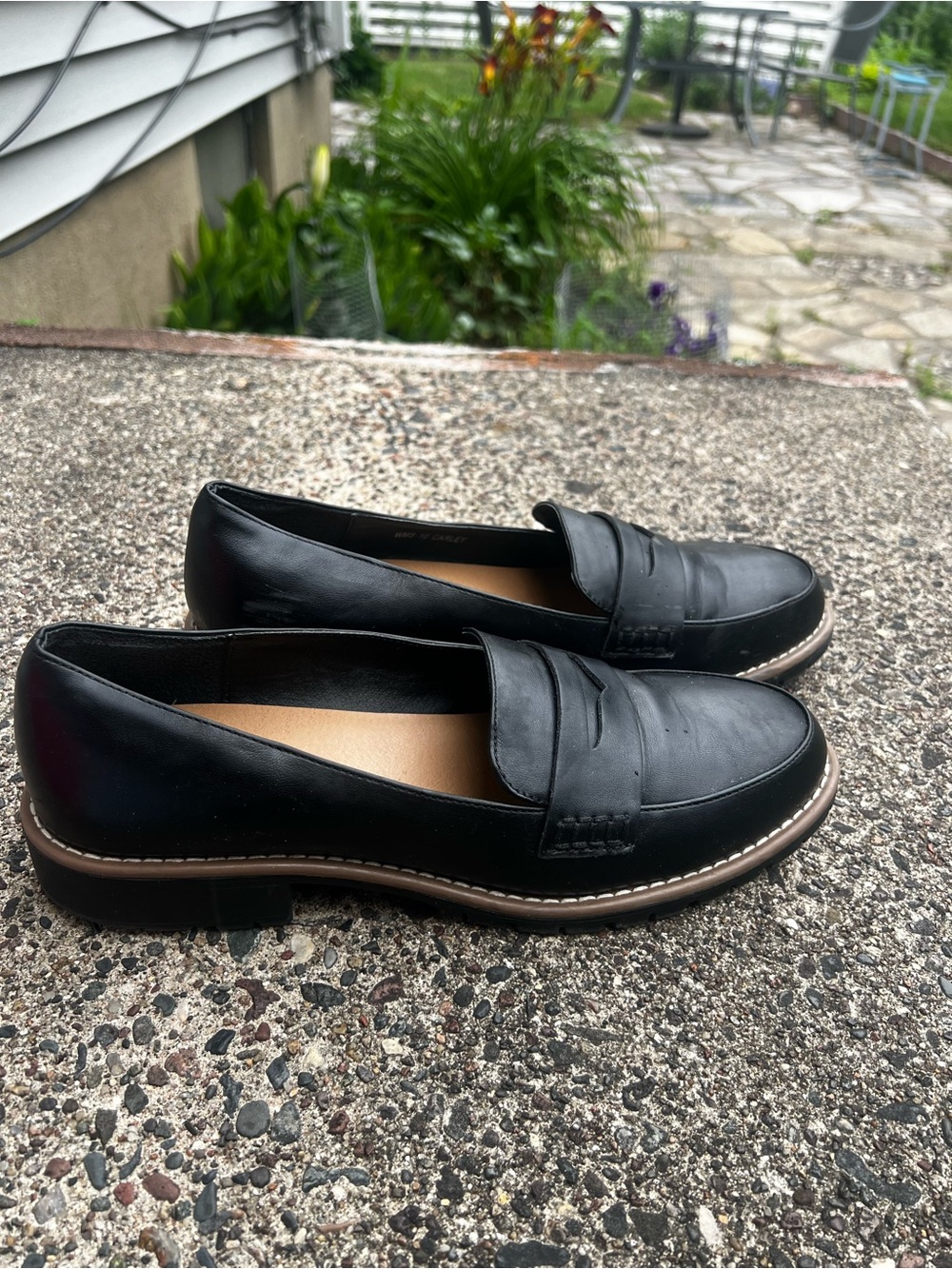 Dolce Vita Black Leather Penny Loafers with Contrast Sole